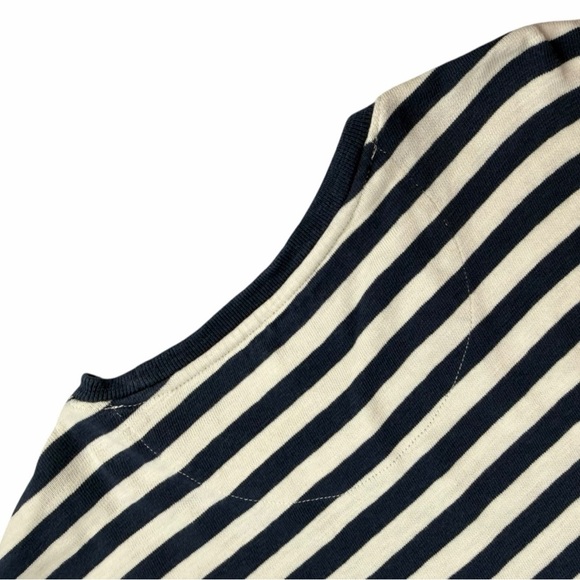 Left Coast Tee Men’s White/Navy Striped Cotton Short Sleeve Crew Neck Tee Large - Picture 7 of 7